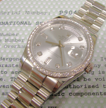 All-original <b>PLATINUM and DIAMOND</b> Day-Date model 118346 from approx 2001.