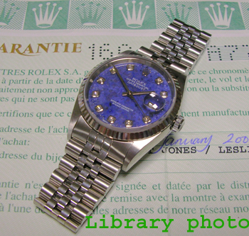 2003 steel & white metal Datejust model 16234 with the stunning blue <b>sodalite