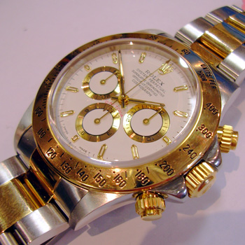 1998 bicolour, white dial, box & p's <b>NEW equivalent is £6,320</b>