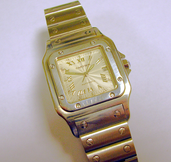 Gent's steel <b>Cartier</b> Santos automatic. This is a recent model and the NEW