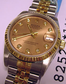 Bicolour Datejust redialled with diamonds, serviced by us November '04