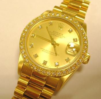 18ct gold Datejust with an ORIGINAL champagne / diamond dot dial AND a custom-ma