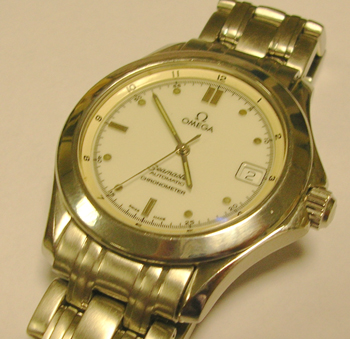 Gent's steel <b>Omega</b> Seamaster automatic, white dial. Serviced in May 2006.