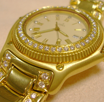 18ct yellow gold gent's <b>Ebel</b> "Discovery" set with approx FOUR CARATS of d