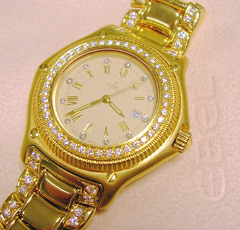 18ct yellow gold gent's <b>Ebel</b> "Discovery" set with approx FOUR CARATS of d