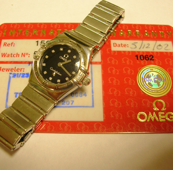 2002 lady's steel <b>Omega</b> Constellation "My Choice" with black / diamond do