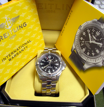 2004 stainless steel <b>Breitling</b> quartz Colt chronometer bracelet watch wit