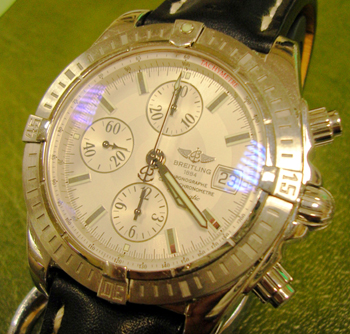 Very recent <b>Breitling</b> Evolution chronograph in steel with silver dial and
