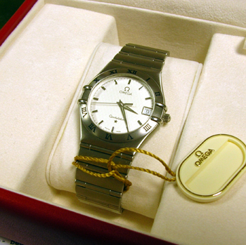 Gent's steel <b>Omega</b> Constellation quartz, recent model in original box