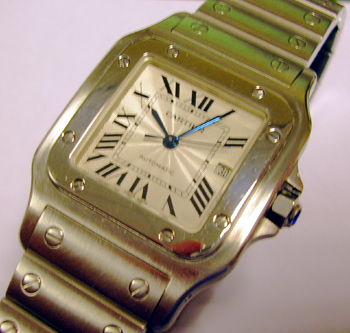 Gent's stainless steel <b>Cartier</b> Santos automatic, serviced by our watchmak