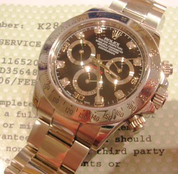 Stainless steel Daytona with an original black / DIAMOND dial! This is the new m