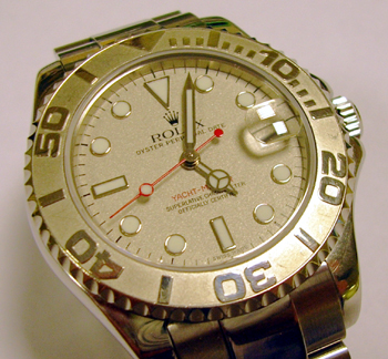 Approx 2003 mid-size Yachtmaster in Rolesium ( steel with platinum insert ). Lat