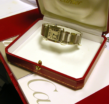 Lady's steel <b>Cartier Tank Francaise</b> quartz bracelet watch from 2003 with 