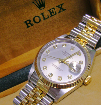 Late 1990s bicolour Datejust with the new-style silver / DIAMOND dial, Jubilee b