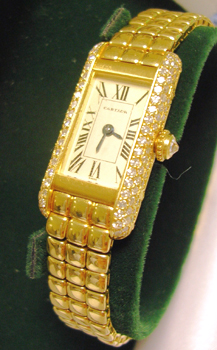 Lady's 18ct <b>Cartier Tank Allongee</b> with original diamond set sides -- beau