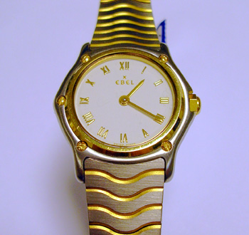 Lady's bicolour quartz <b>Ebel</b> bracelet watch, like new. Stunning bargain fr