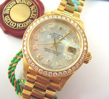 2002 lady's 18ct Datejust with diamond and mother-of-pearl dial, diamond bezel, 