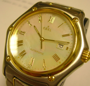 Gent's bicolour <b>Ebel</b> 1911 automatic with stunning Mother-of-Pearl dial, i