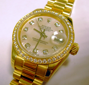 c2003 (latest model) 18ct Datejust with original Mother-of-Pearl diamond dot dia