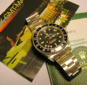 2002 steel GMT-Master II, box & papers, Oysterlock bracelet.