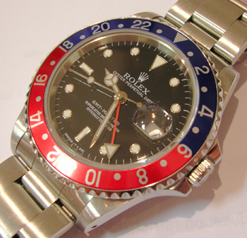 Approx 1999 steel GMT-Master model 16700, on a Jubilee bracelet ( not shown ) wh
