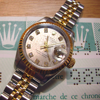 Bicolour Datejust model 69173 with an attractive and unusual grey Jubilee / DIAM