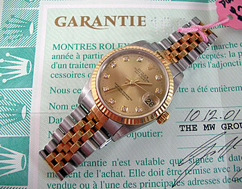 2001 bicolour Datejust model 78273 with later style, original <b>champagne / dia