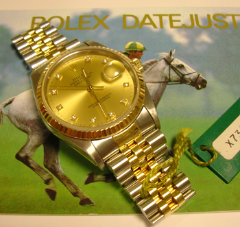 1994 bicolour Datejust with champagne / diamond dot dial, boxes & papers. We've 