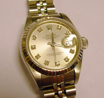 Steel & white metal Datejust with silver / DIAMOND dot dial --- one of the harde