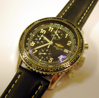 Stainless steel <b>Breitling</b> Aviastar chronograph, black dial, with Breitlin