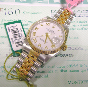 Lovely 2003 bicolour Datejust with white / roman numeral dial and Jubilee bracel