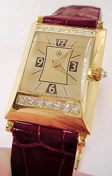 Lady’s diamond-set <b>Boodle & Dunthorne</b> quartz "Greenwich" strap watch 18ct