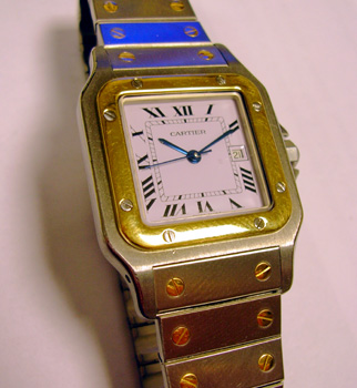 Gent's bicolour <b>Cartier</b> Santos automatic. Just had £250 service by Cartie
