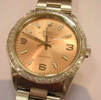 1998 model Air-King ref 14010 with salmon pink 3-6-9 dial, Oyster 78350 bracelet