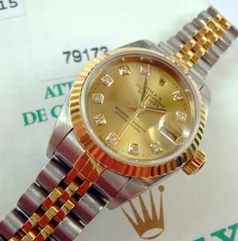 2001 bicolour Datejust with box & papers, latest version of diamond dial!