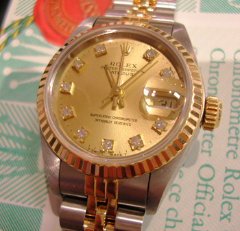 Bicolour Datejust, diamond dial, original papers