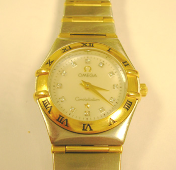 Lady's bicolour <b>Omega</b> Constellation with mother-of-pearl and diamond dial