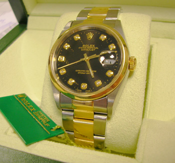 2002 bicolour Datejust with diamond dial, box & papers. One of the best third-pa