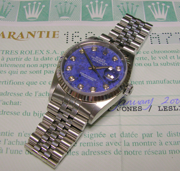 2001 steel & white metal Datejust with stunning original sodalite diamond dot di