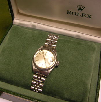 Stainless steel Oyster Perpetual "Date" from about 1975 on a Jubilee bracelet wi