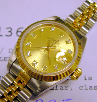 Bicolour Datejust with champagne <b>diamond dial</b>, Jubilee bracelet. Miltons'