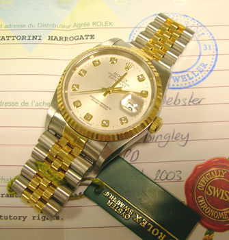 2003 bicolour Datejust with latest silver / diamond dial, boxes & papers - beaut