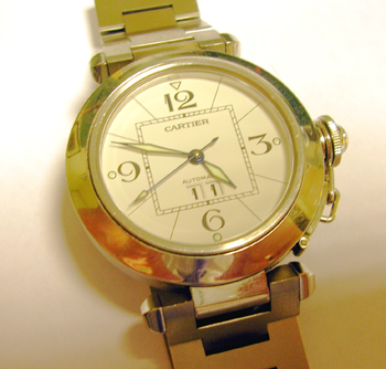 Mid-size stainless steel <b>Cartier Pasha automatic</b> bracelet watch, model 24