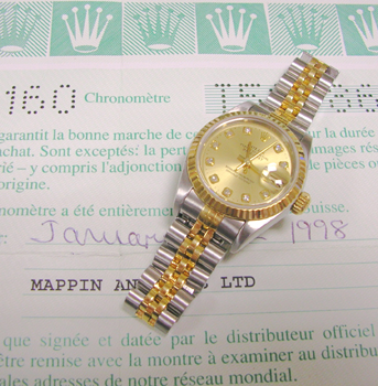 1998 bicolour Datejust with later-style champagne / diamond dial, boxes & papers