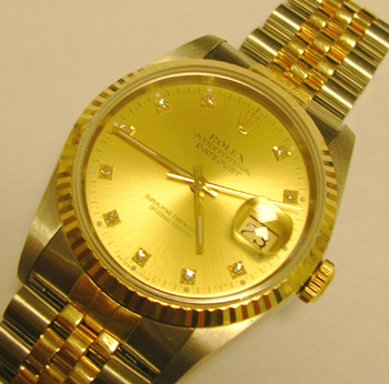 Bicolour Datejust with champagne / diamond dot dial