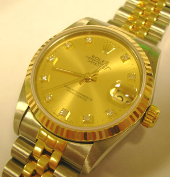 Bicolour Datejust with champagne / DIAMOND dot dial. Save over £1,900 off the pr