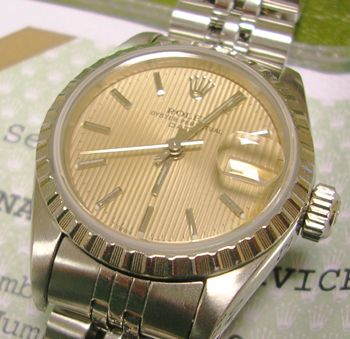 Lady's steel Oyster Perpetual "Date" with service papers from Rolex UK dated Jun