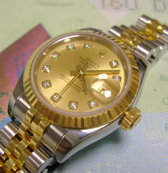 NEW MODEL 2006 bicolour Datejust with champagne / diamond dial, boxes & papers f