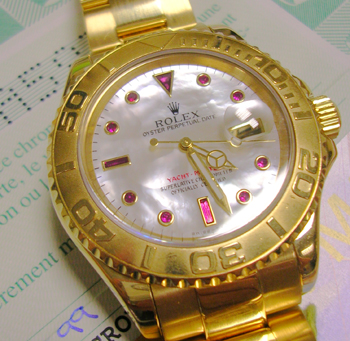 1999 18ct yellow gold full size Yachtmaster with the original, stunning Mother-o