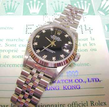 Stainless steel / white metal Datejust model 68274 with <b>BLACK / DIAMOND dial<